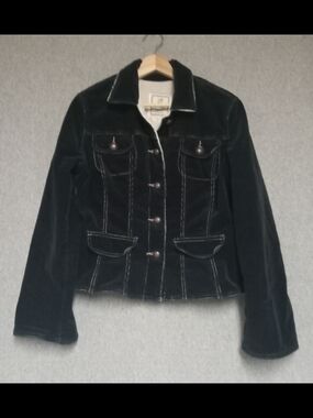 Vintage For Joseph Fortune Black Micro-Corduroy Trucker Jacket